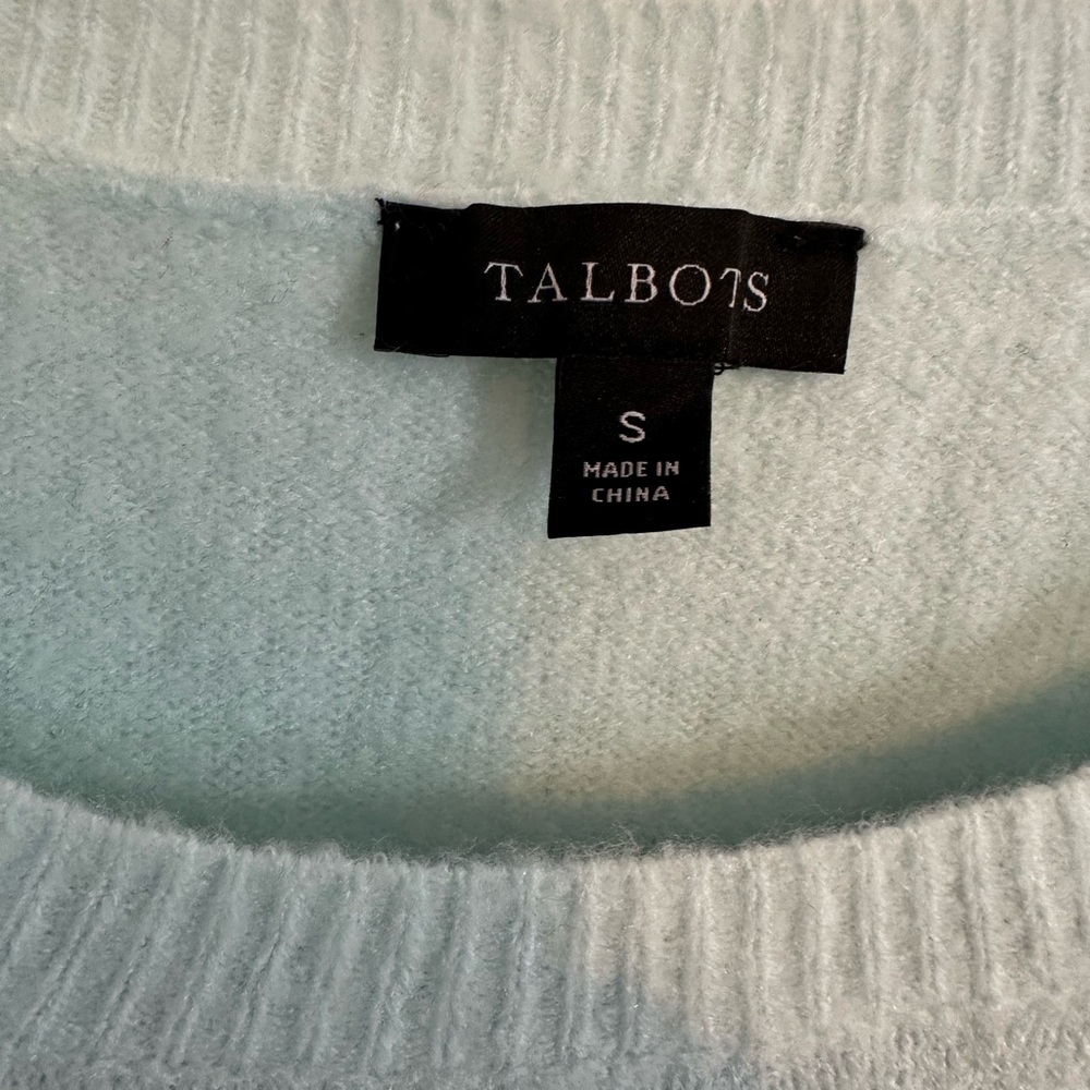 Talbots Light Blue Sweater with 'Thankful' Embroidery - Picture 5 of 6